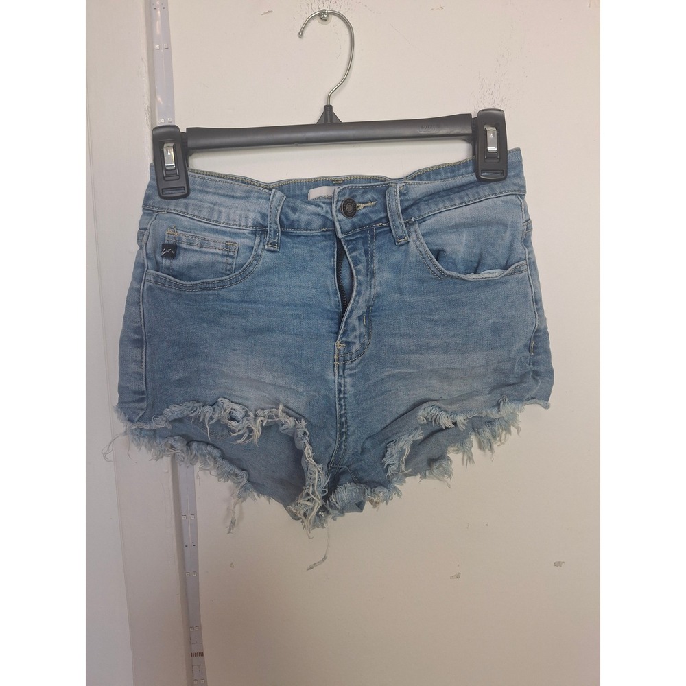KanCan Light Wash High Rise Frayed Raw Hem Denim Jean Shorts KC6033L Size 5/26